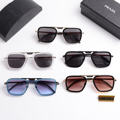 Unisex Double Bridge Metal Square Sunglasses