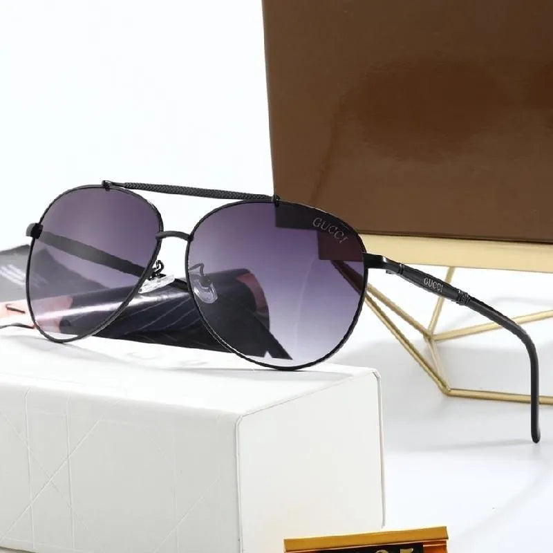 6 Colors Double Bridge Metal Frame Watermark Lens Sunglasses