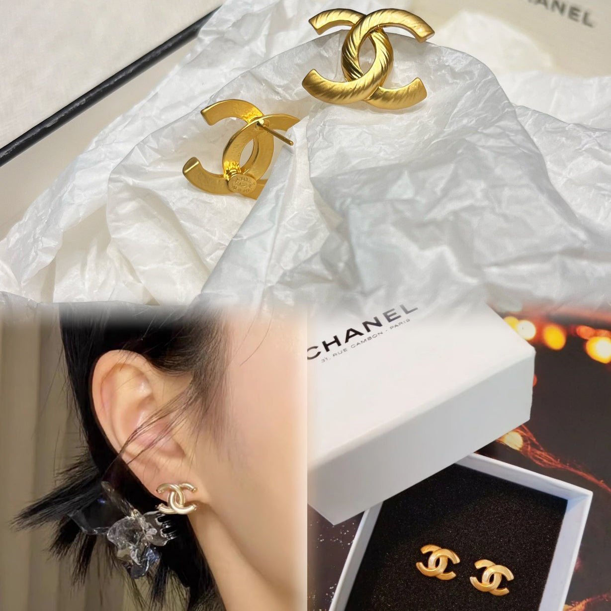 Gold Logo Elegant Earrings