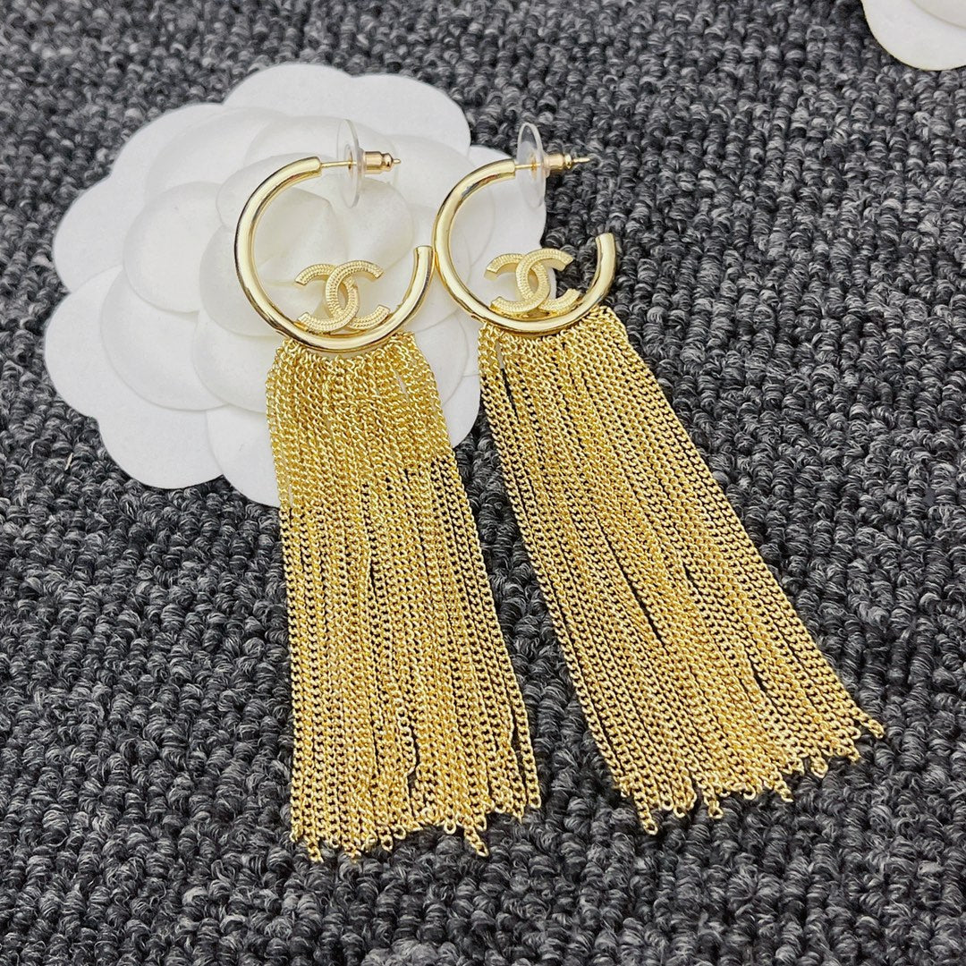 Premium Half Circle Tassel Drop Earrings