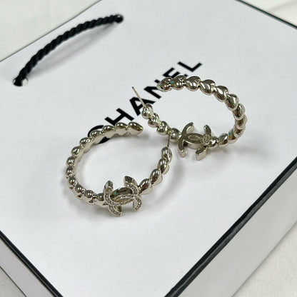 Crystal Logo Hoop Earrings