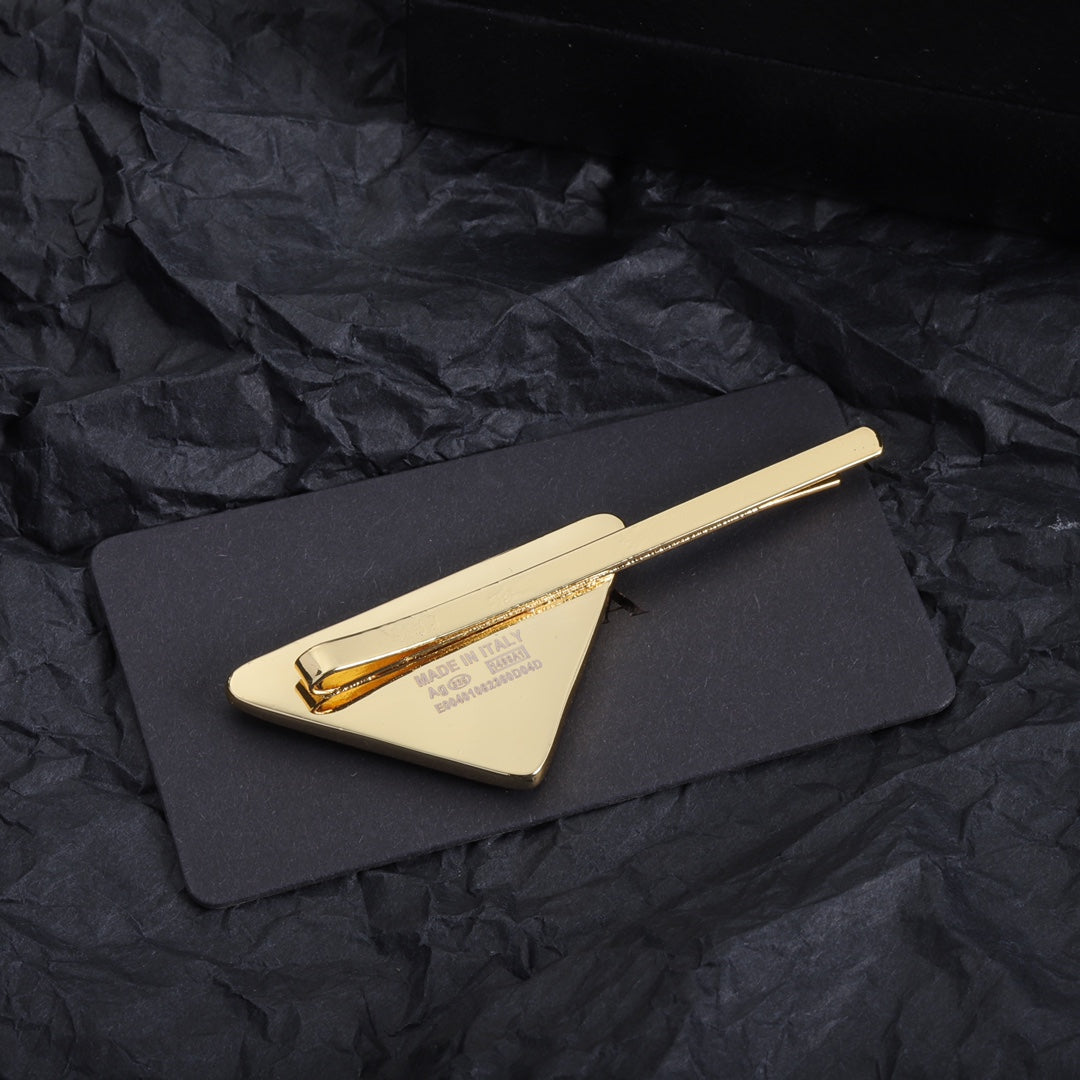 Triangle Logo Gold Hair Clip