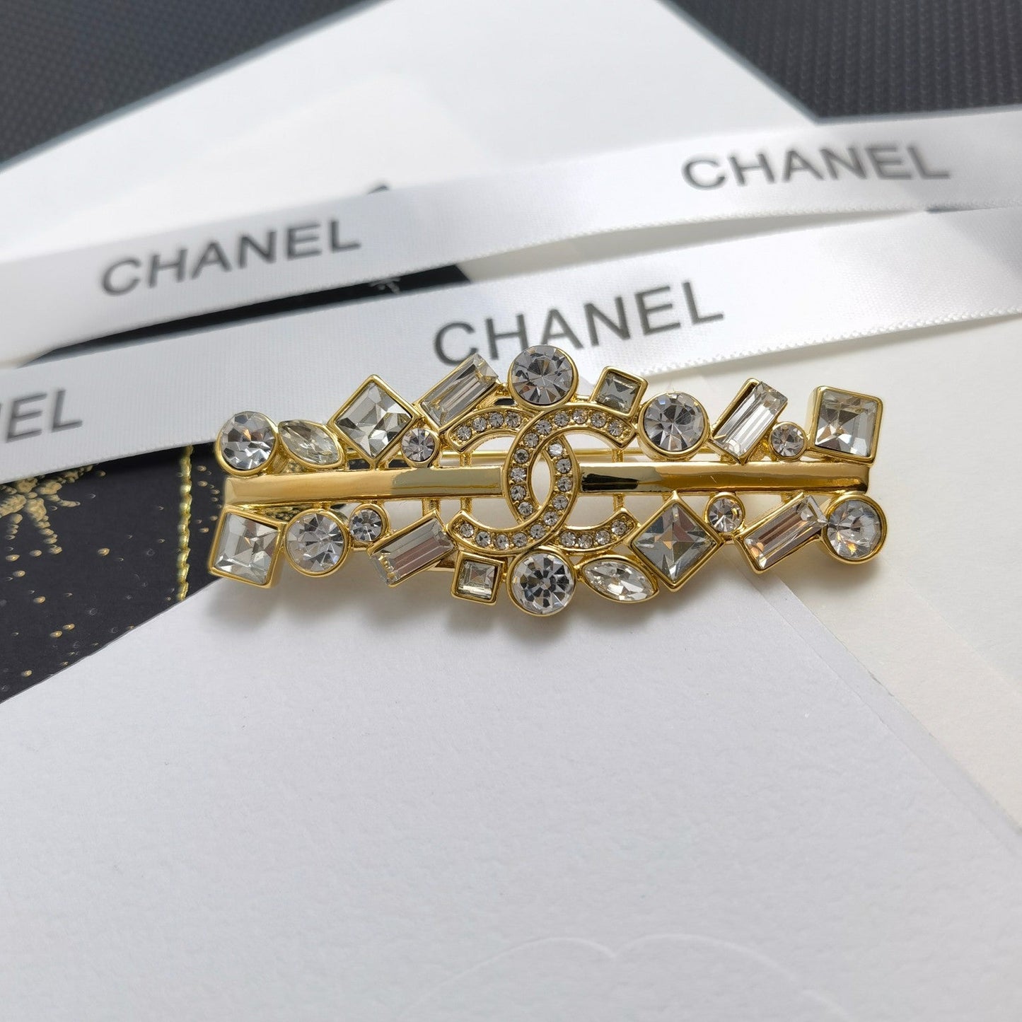 Rhinestone Golden Brooch