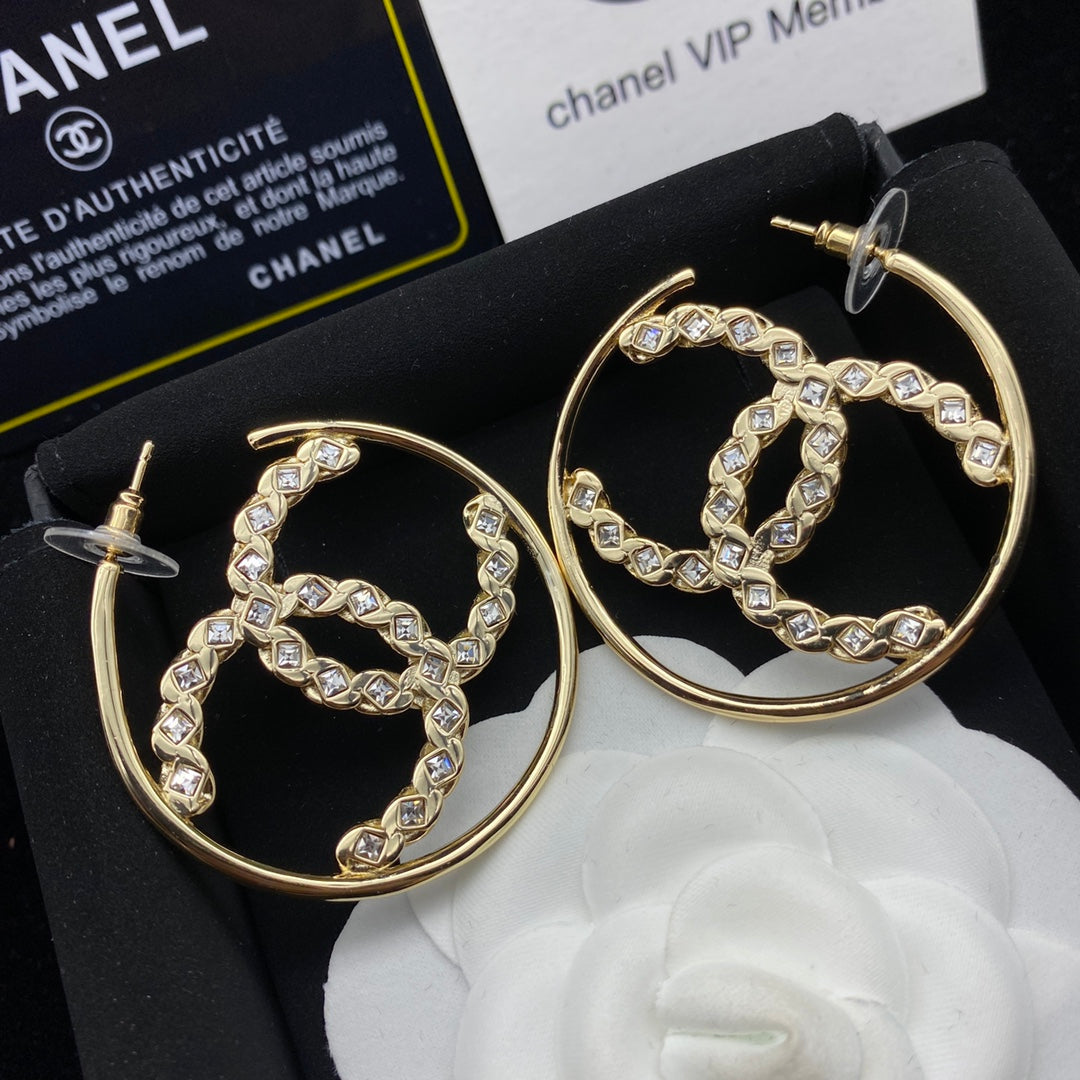 Diamond Letter Hoop Earrings