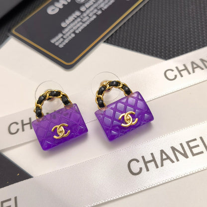 Elegant Purple Bag Earrings