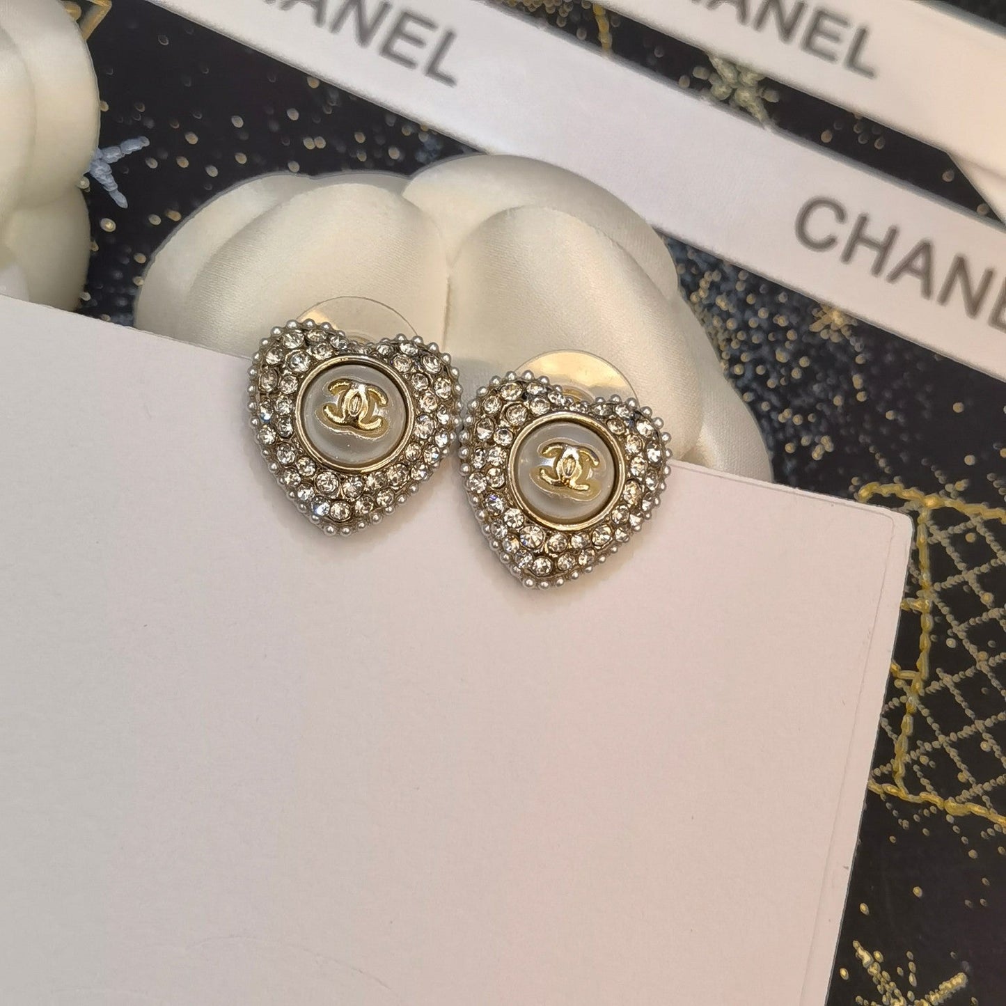 Vintage Diamond Heart Stud Earrings