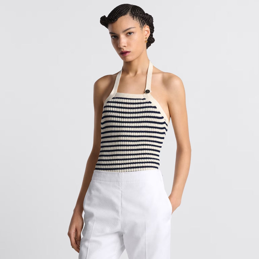 Striped Halter Backless Tank Top