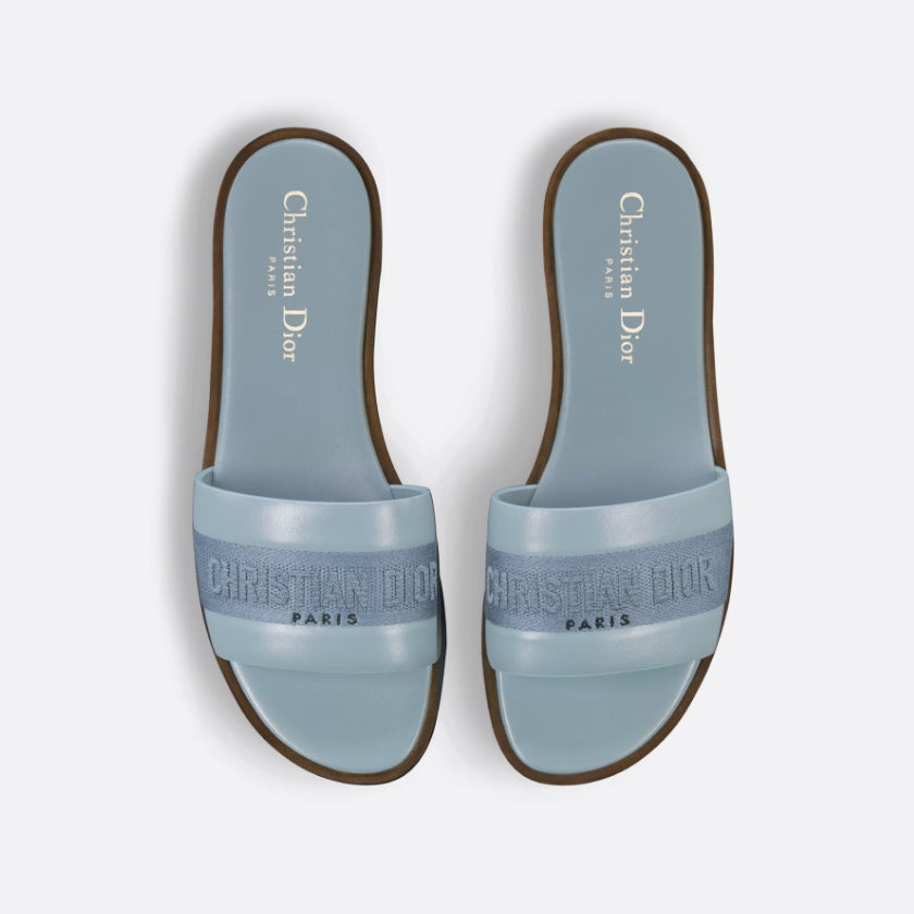 Solid Colors Calfskin and Embroidered Cotton Slippers