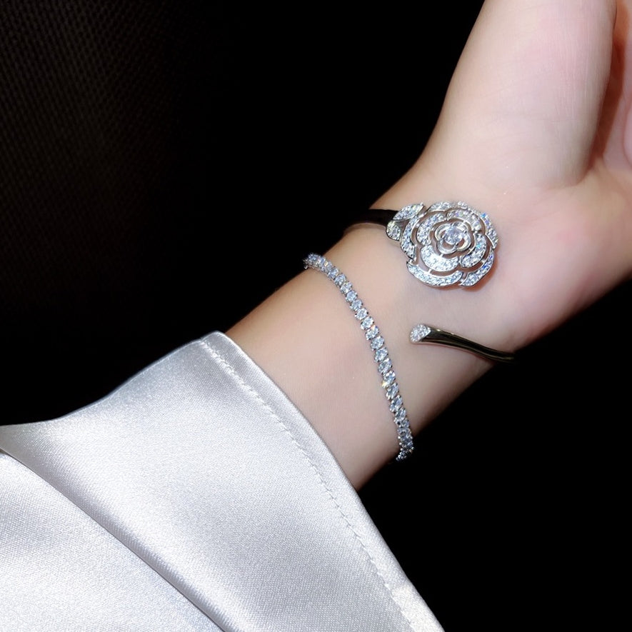 Camellia Diamond Cuff Bracelet