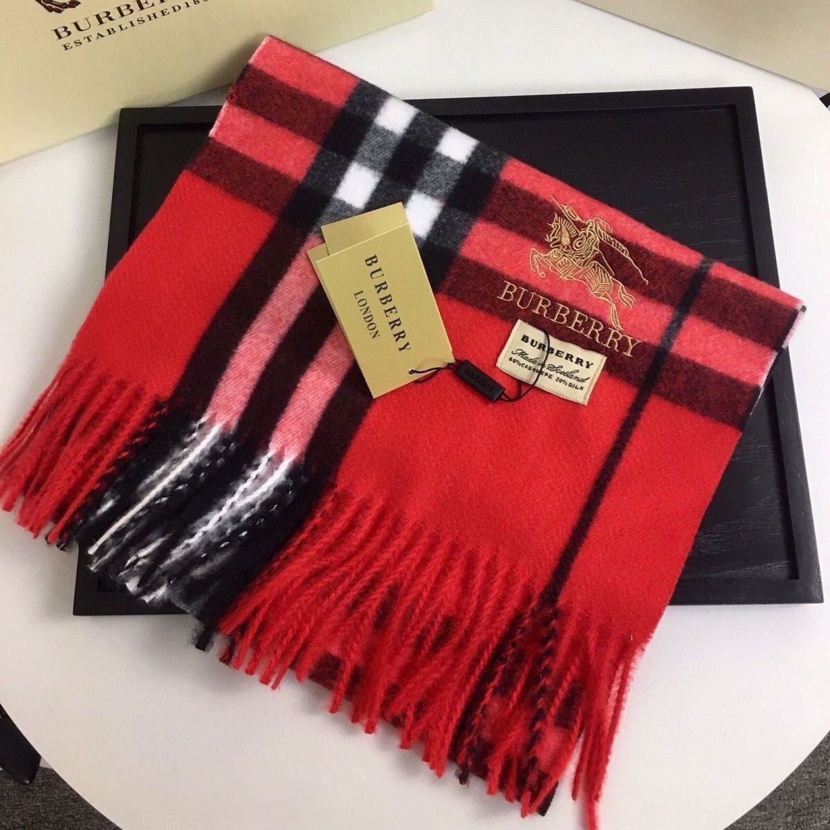 Classic Check Fringed Cashmere Scarf