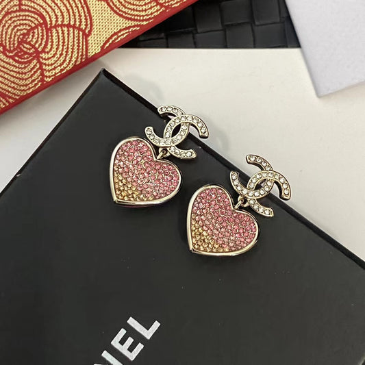 Elegant Diamond Heart Earrings