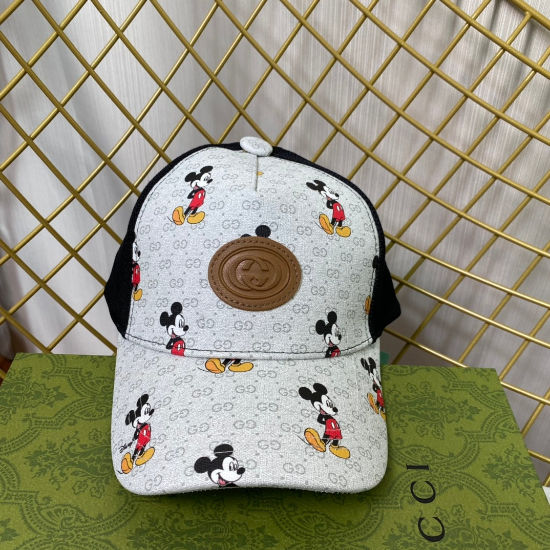 Cartoon Leather Patchwork Mesh Baseball Cap