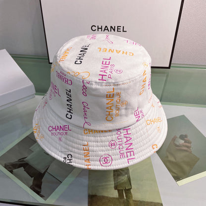 Fashion Print Letter Bucket Hat