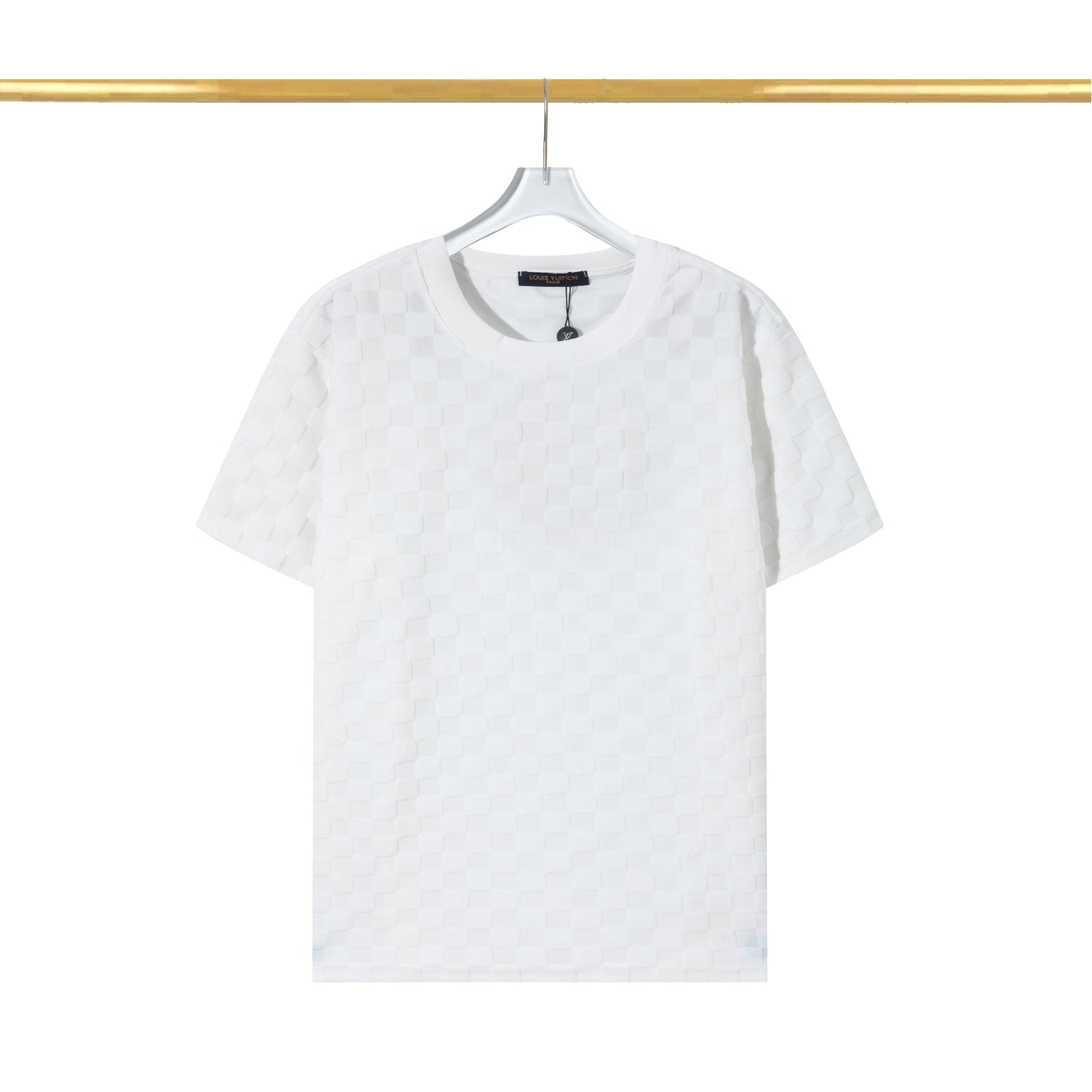 Checkerboard raised fleece cotton T-shirt