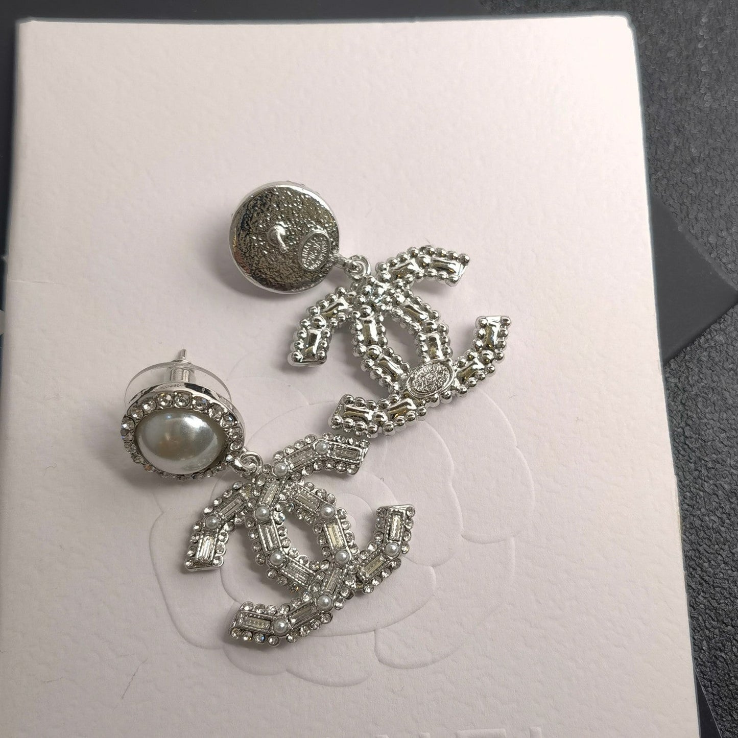 Vintage Pearl Diamond Pendant Earrings