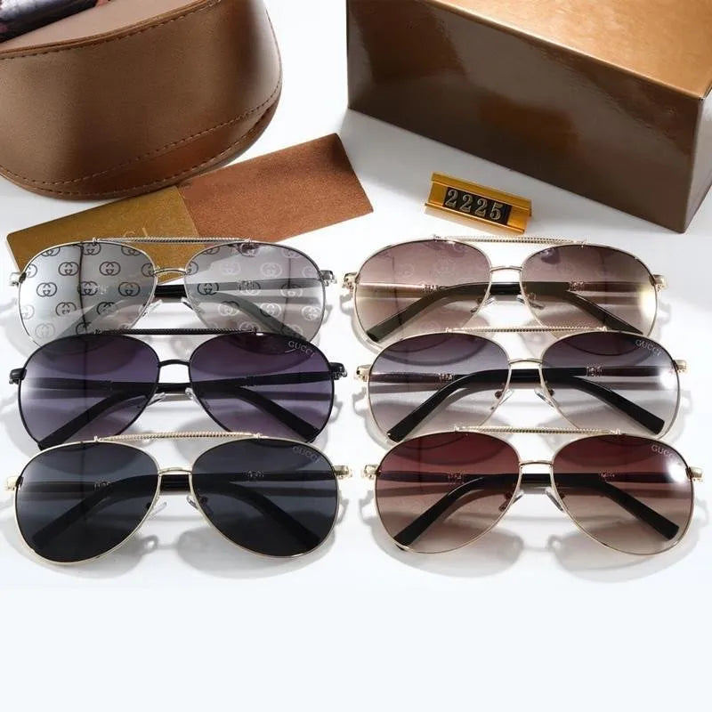 6 Colors Double Bridge Metal Frame Watermark Lens Sunglasses