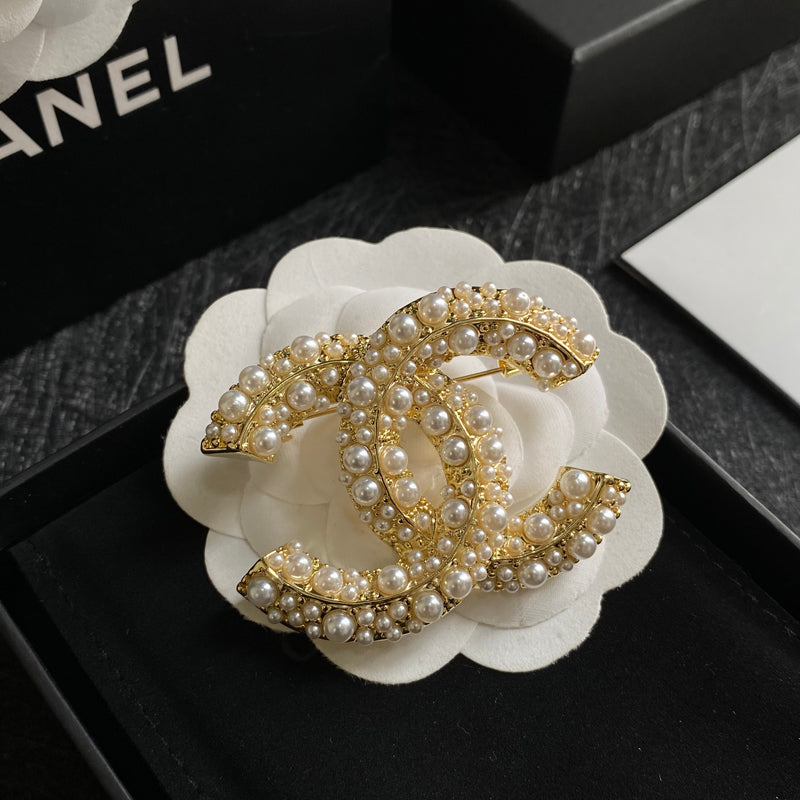 Elegant Pearl Logo Brooch