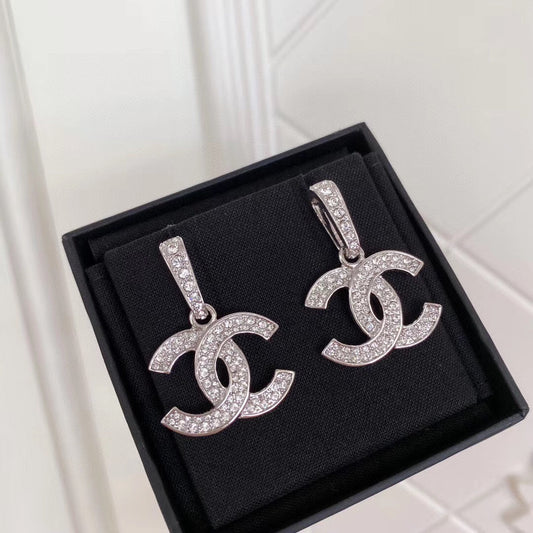 Full Diamond Signature Drop Earrings