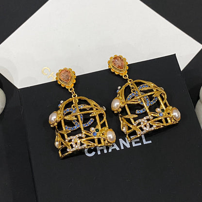 Retor Gold Birdcage Stud Earrings