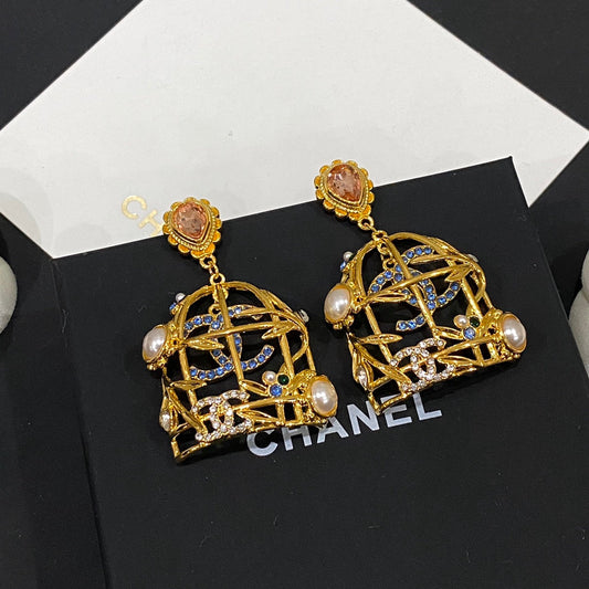 Retor Gold Birdcage Stud Earrings