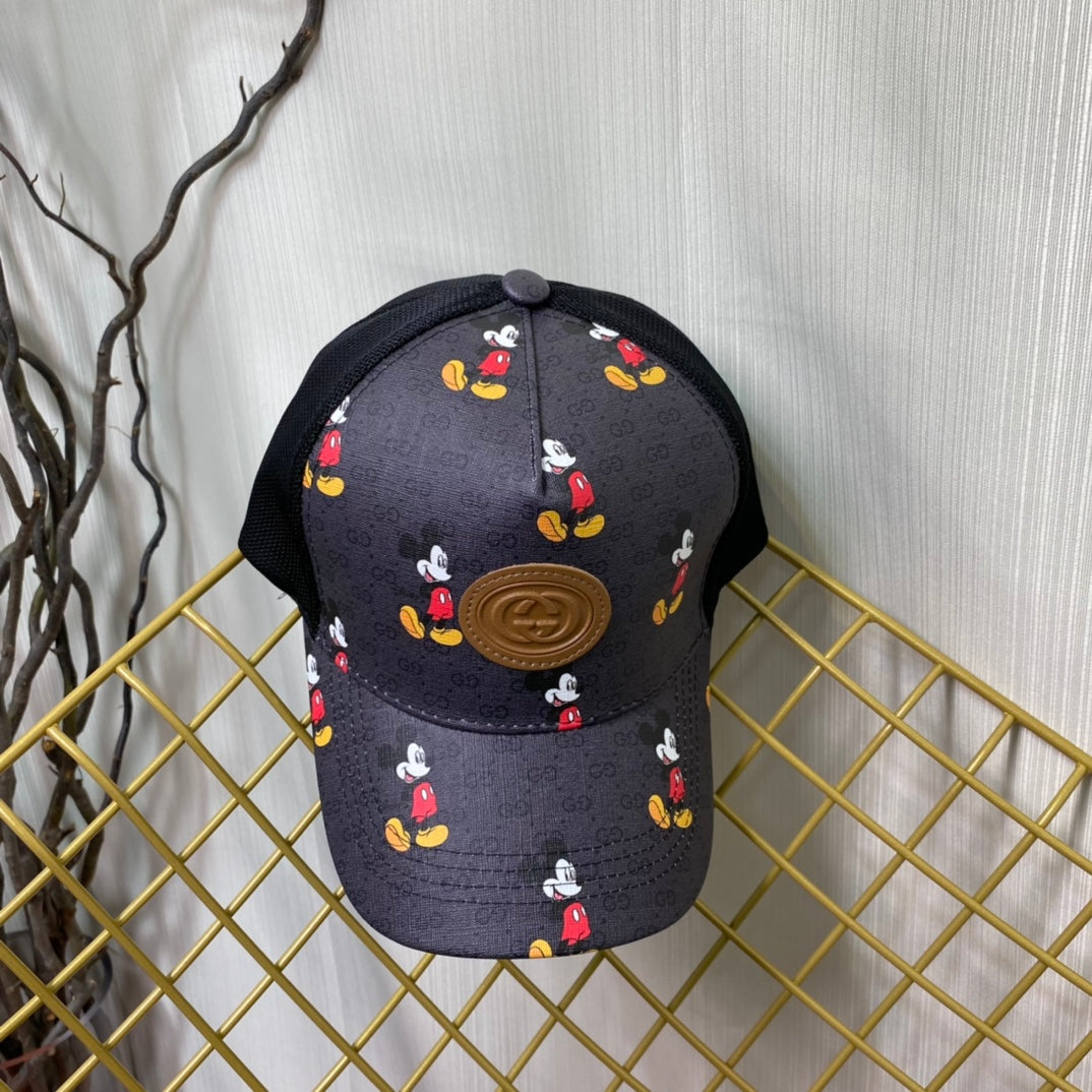 Cartoon Leather Patchwork Mesh Baseball Cap