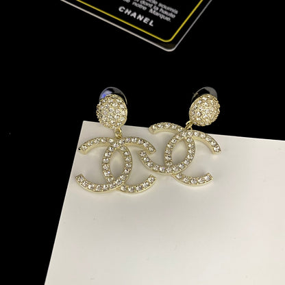 Shiny Full Diamond Logo Earrings