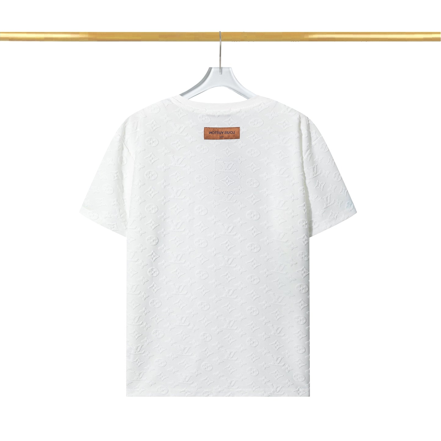 Checkerboard raised fleece cotton T-shirt