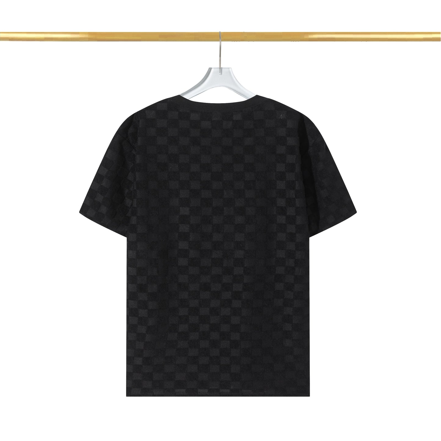 Checkerboard raised fleece cotton T-shirt