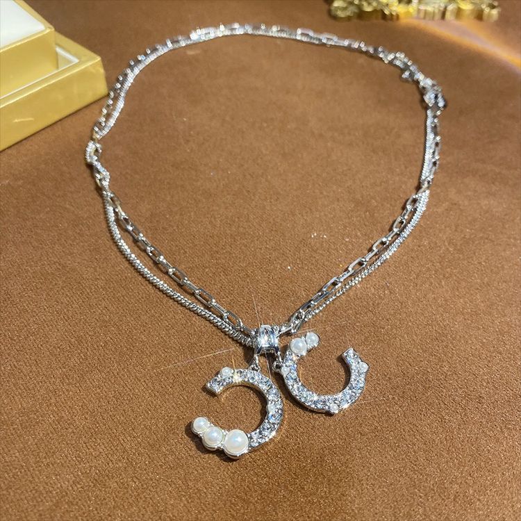 Diamond Letter Double Necklace