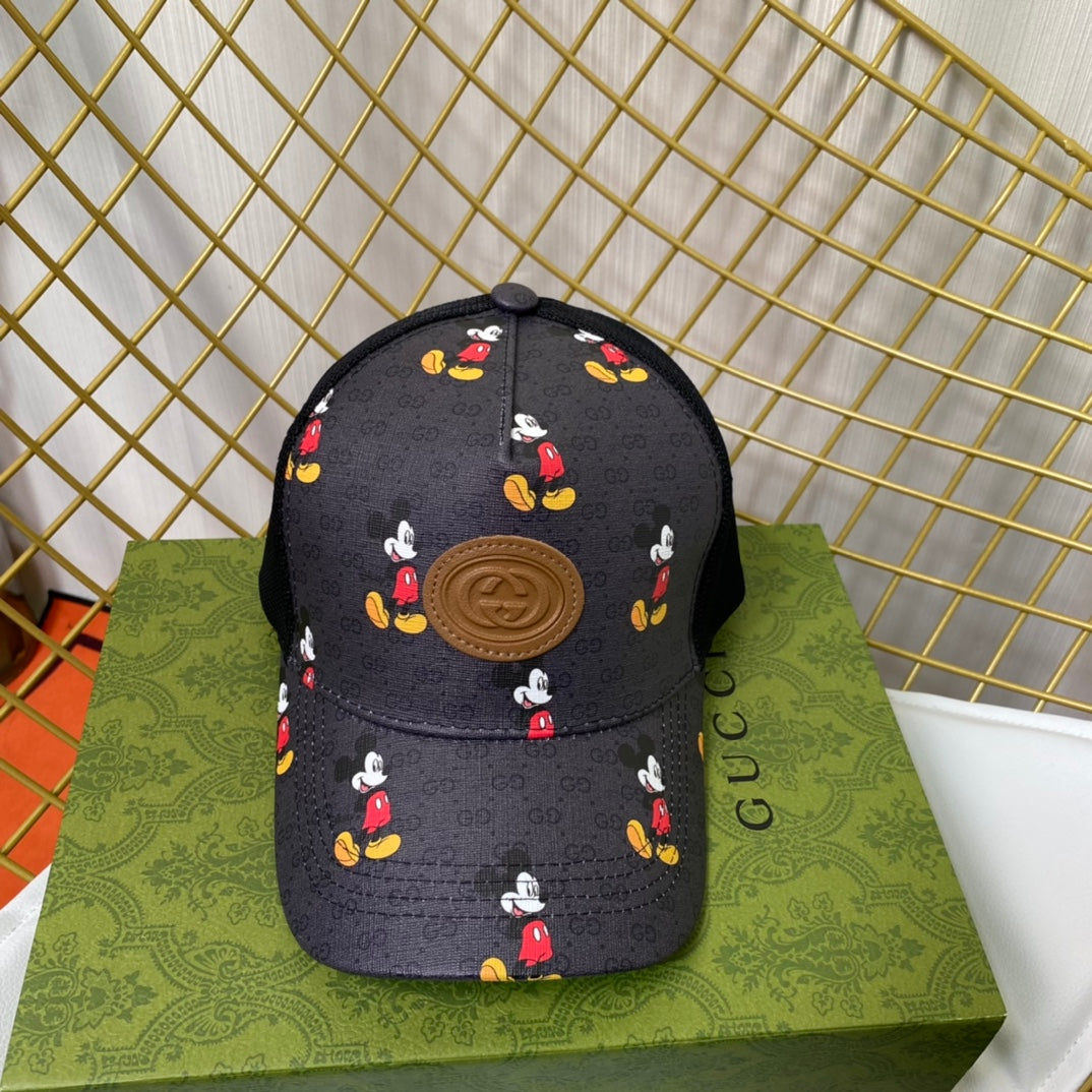 Cartoon Leather Patchwork Mesh Baseball Cap