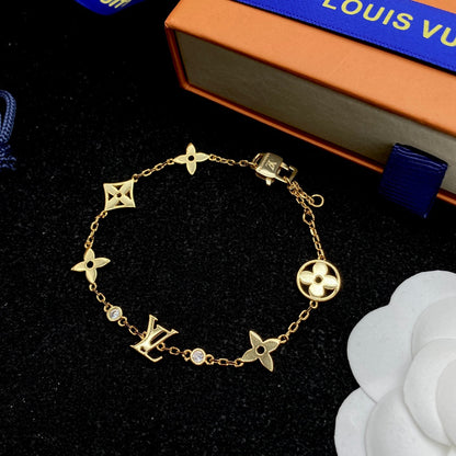 Classic Diamond Monogram Flower Bracelet