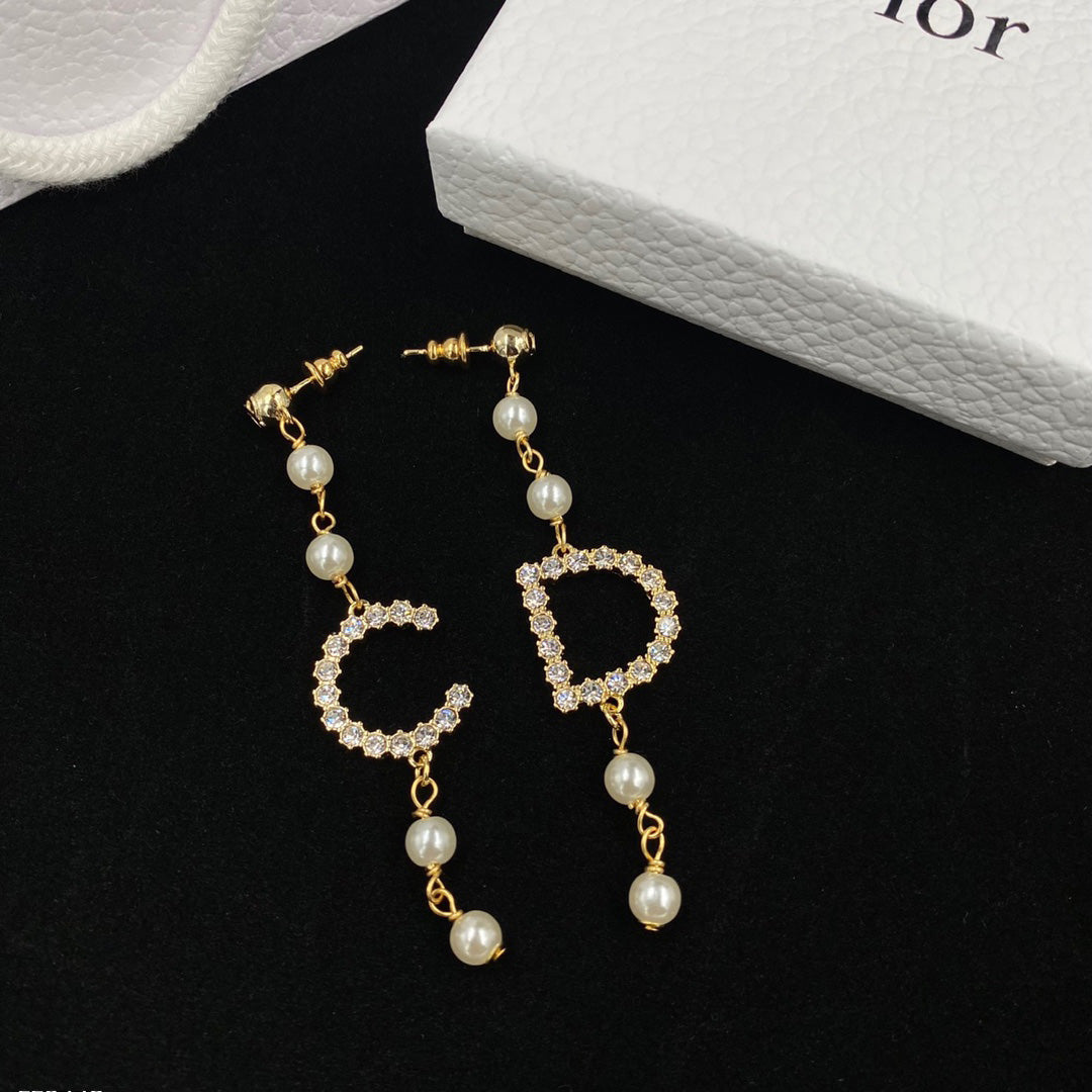 CD Alphabet Pearl Earrings