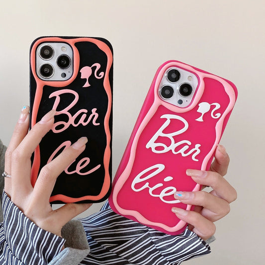 Cartoon Pink Letters Silicone Case