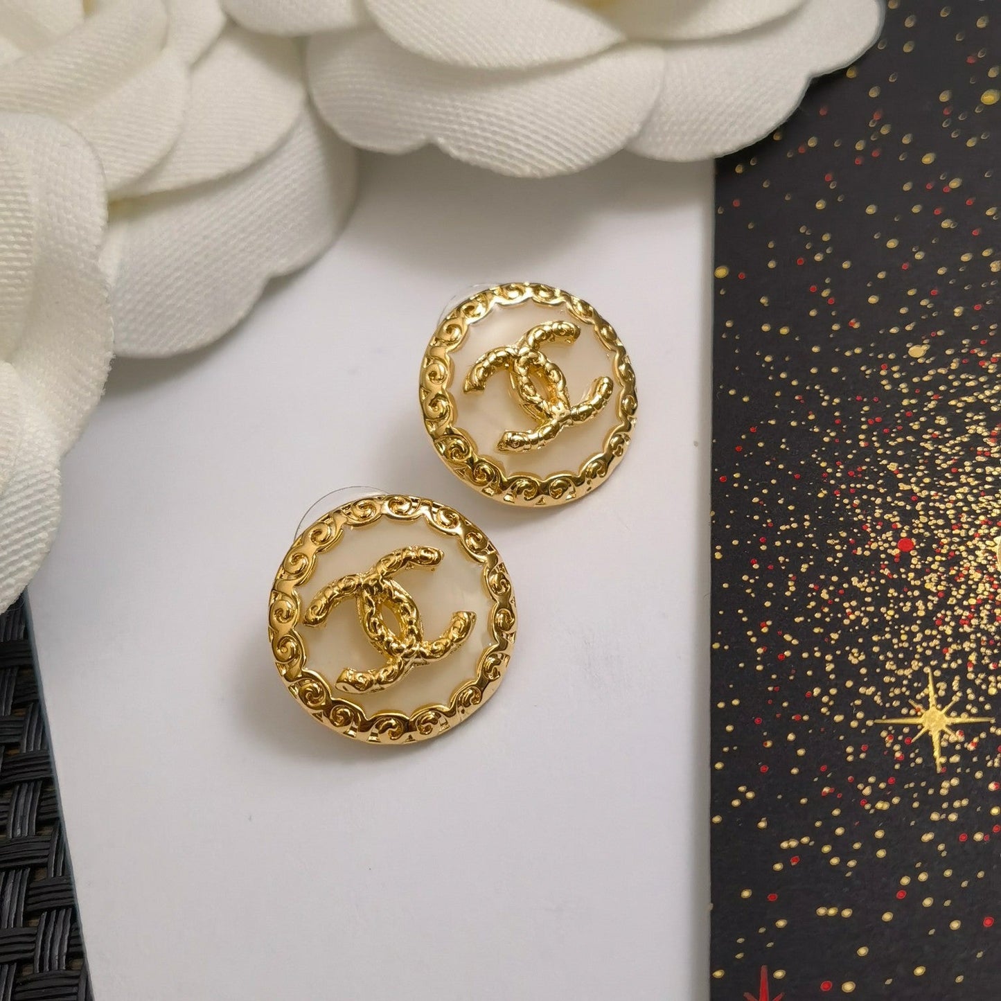 Vintage Gold Plated Round Stud Earrings