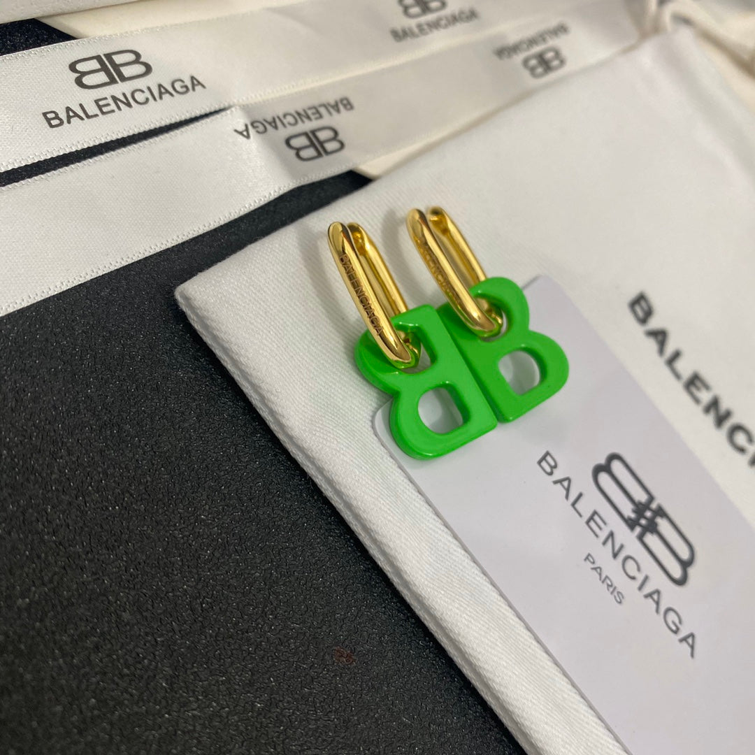 B Letter Logo Drop Earrings