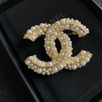 Elegant Pearl Logo Brooch