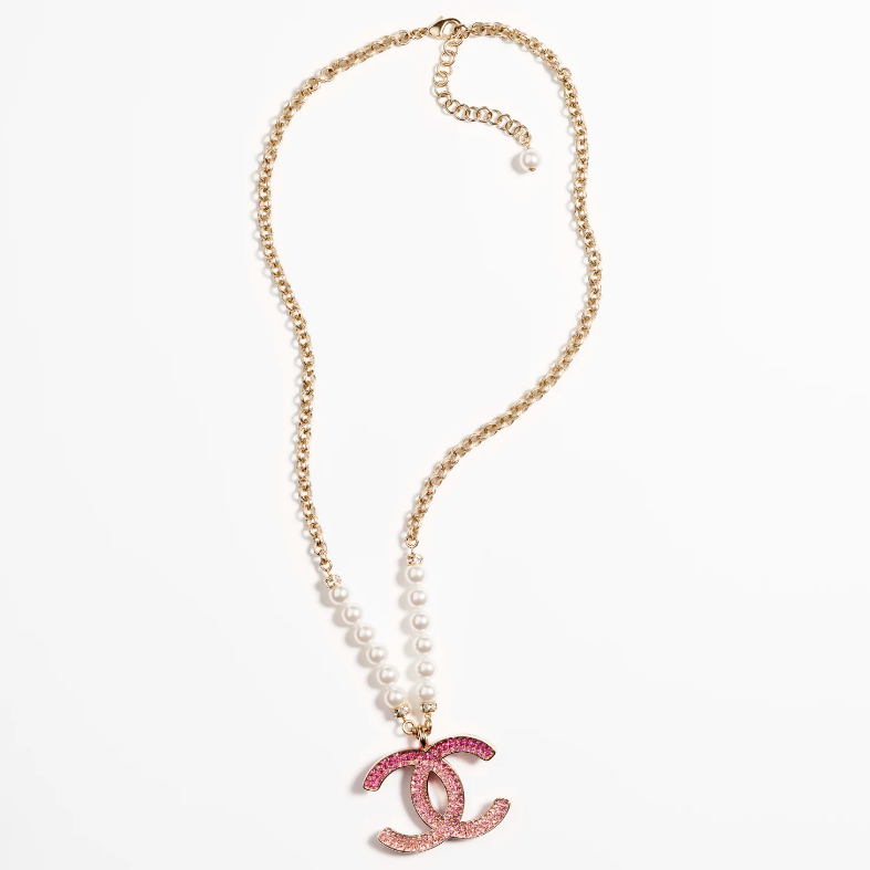 Pink Diamond Logo Pearl Necklace