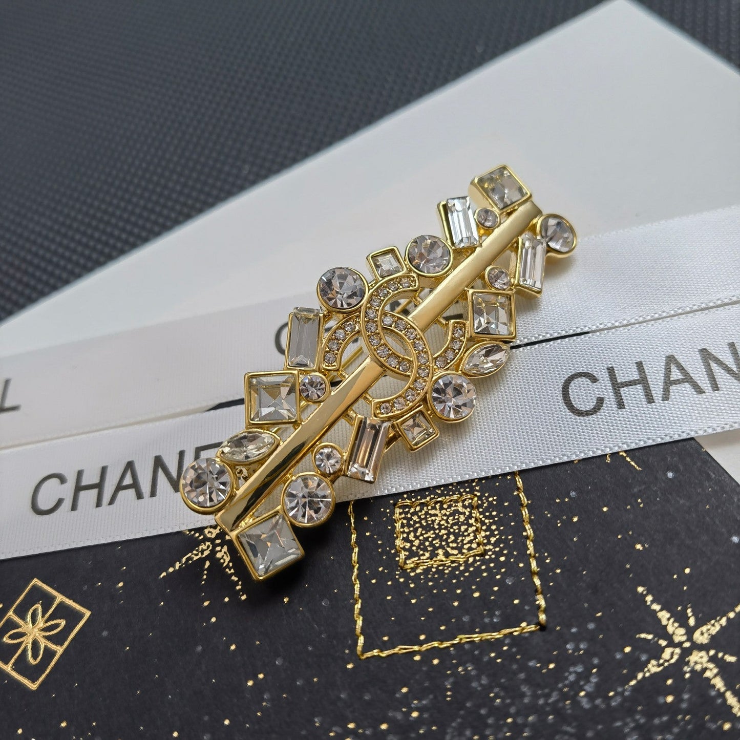 Rhinestone Golden Brooch