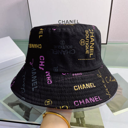 Fashion Print Letter Bucket Hat