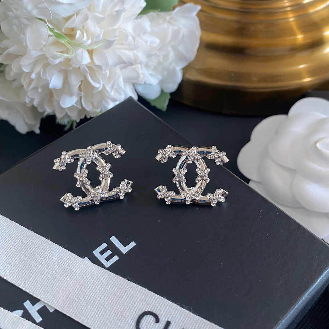 Sparkling Crystal Diamond Stud Earrings