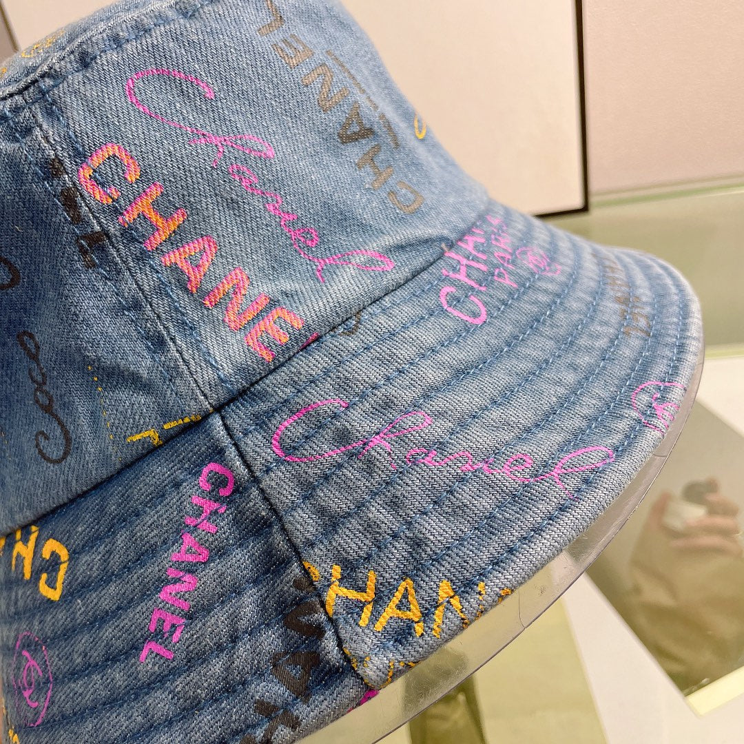 Fashion Print Letter Bucket Hat