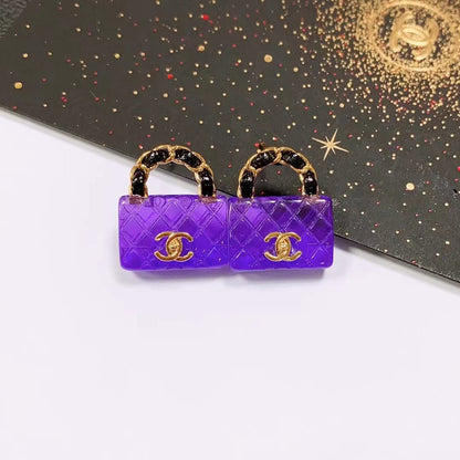 Elegant Purple Bag Earrings