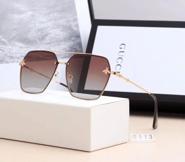 Bee Double Bridge Hexagonal Sunglasses