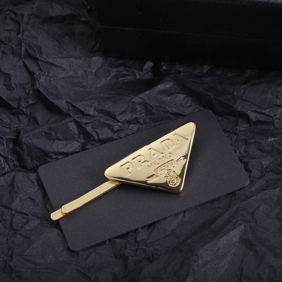 Triangle Logo Gold Hair Clip