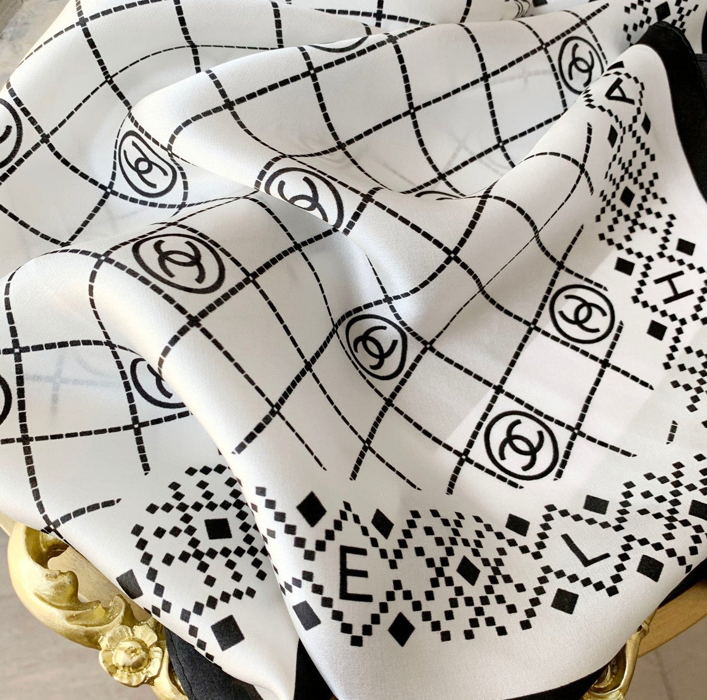 Elegant Rhombus Square Silk Scarf