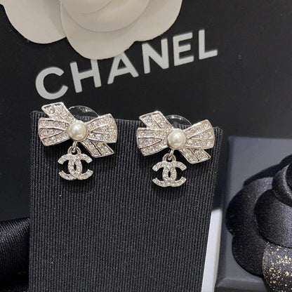 Sparkling Zircon Bow Earrings