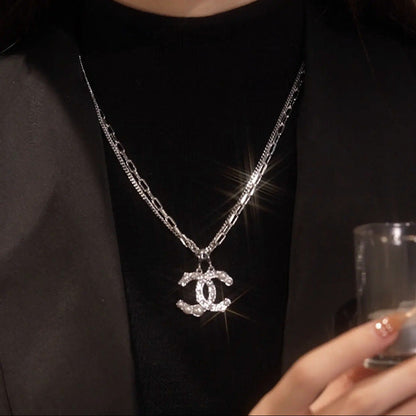 Diamond Letter Double Necklace