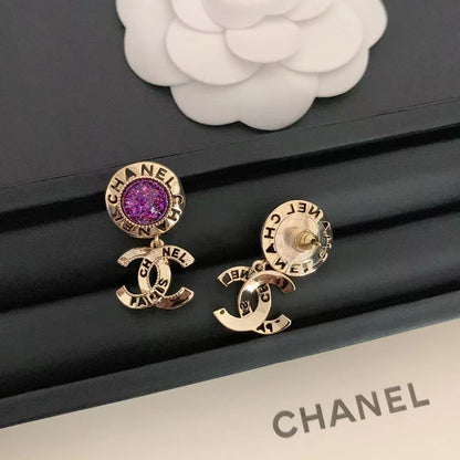 Fashion Purple Ball Earrings