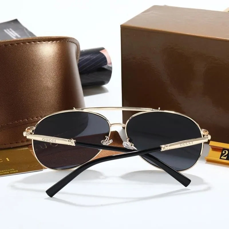 6 Colors Double Bridge Metal Frame Watermark Lens Sunglasses