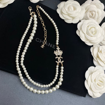 Double Crown Pearl Necklace